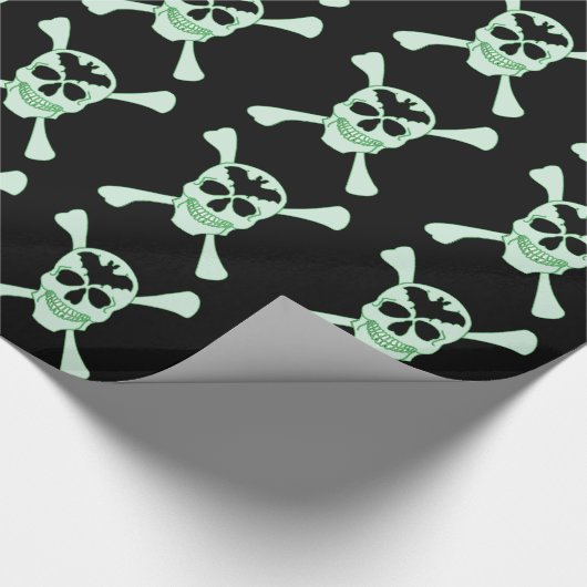Groen schedel- en dwarsbeenderen, omslagpapier cadeaupapier (Hoek)
