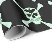 Groen schedel- en dwarsbeenderen, omslagpapier cadeaupapier (Rol Hoek)