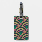 groen schelp patroon bagagelabel (Achterkant verticaal)
