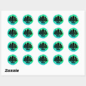 Groen Schelpontwerp Ronde Sticker (Vel)