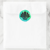 Groen Schelpontwerp Ronde Sticker (Tas)