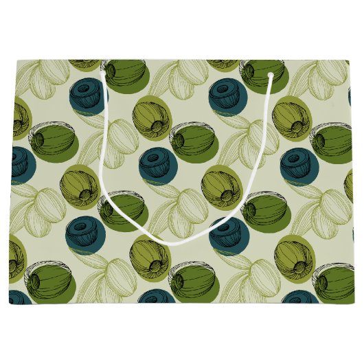 Groen schetsenpatroon groot cadeauzakje (Voorkant)