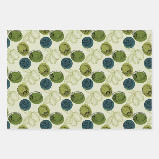 Groen schetsenpatroon inpakpapier vel (Voorkant 3)