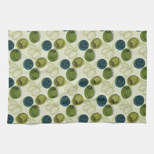 Groen schetsenpatroon theedoek (Horizontaal)