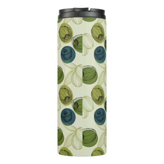 Groen schetsenpatroon thermosbeker (Achterkant)