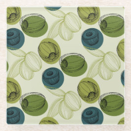 Groen schetsentrekpatroon keuken glazen onderzetter