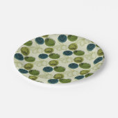 Groen schetsentrekpatroon keuken papieren bordje (Gekanteld)