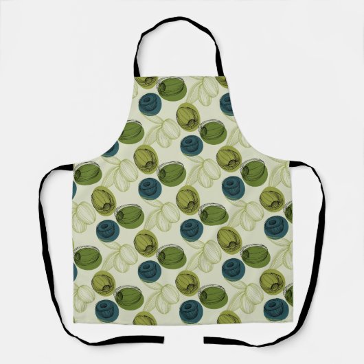 Groen schetsentrekpatroon keuken schort (Voorkant)
