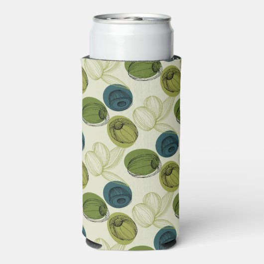 Groen schetsentrekpatroon keuken seltzer blikjeskoeler (Seltzer Achterkant)