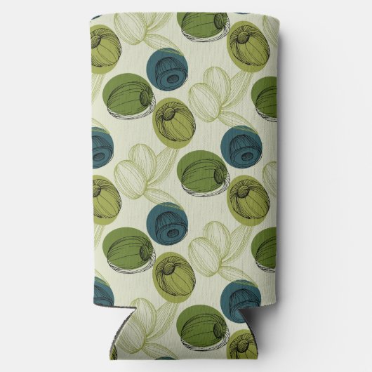 Groen schetsentrekpatroon keuken seltzer blikjeskoeler (Achterkant)