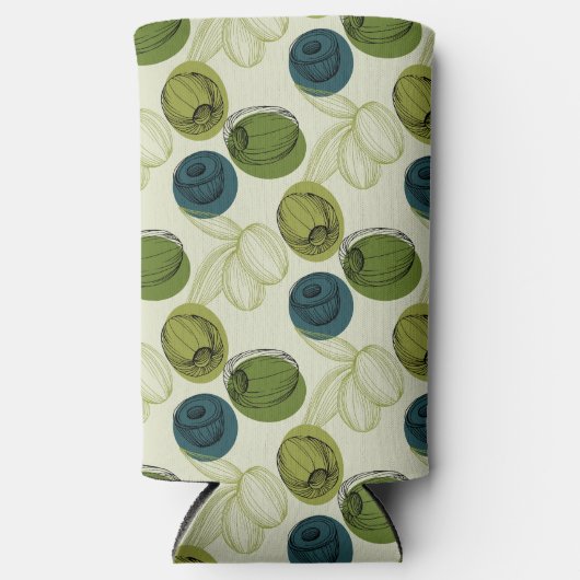 Groen schetsentrekpatroon keuken seltzer blikjeskoeler (Voorkant)