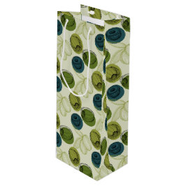 Groen schetsentrekpatroon keuken wijn cadeautas