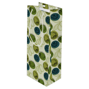 Groen schetsentrekpatroon keuken wijn cadeautas