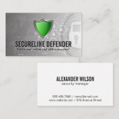 Groen Schild Beveiligingslogo | Moderne Achtergron Visitekaartje (Voorkant / Achterkant)