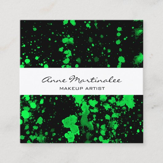 Groen schilderplaatje op Visitekaartje op Black Sq (Voorkant)