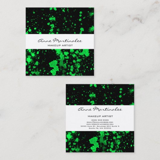 Groen schilderplaatje op Visitekaartje op Black Sq (Voorkant / Achterkant)