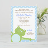 Groen schoeisel met leder (blauw) met twee zijden kaart (Staand voorkant)