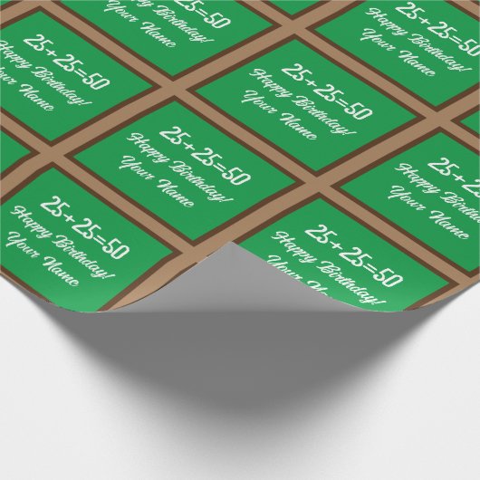 Groen schoolbord wiskunde docent Verjaardag Cadeaupapier (Hoek)
