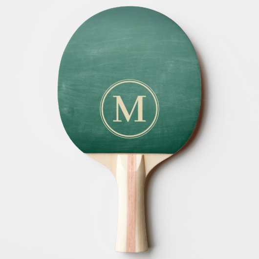 Groen schoolbordmonogram tafeltennisbatje (Achterkant)