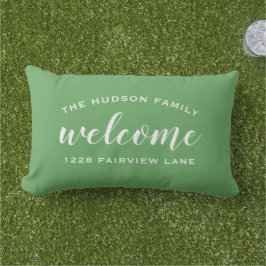 Groen Schrift Welkom Monogram Portiek Buitenkussen
