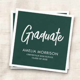 Groen script Afstuderen minimalistisch Afstuderen Servet