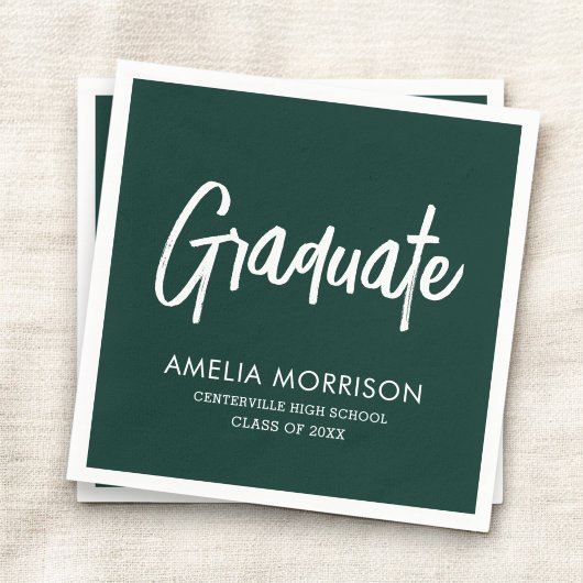 Groen script Afstuderen minimalistisch Afstuderen Servet
