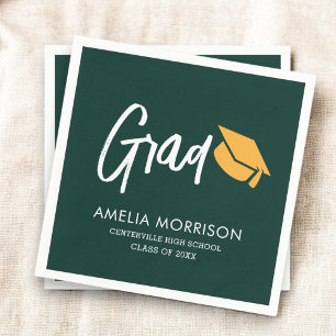 Groen script Afstuderen minimalistisch Afstuderen Servet