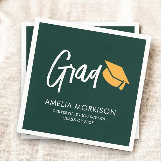 Groen script Afstuderen minimalistisch Afstuderen Servet