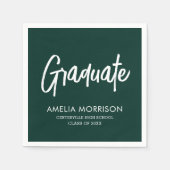 Groen script Afstuderen minimalistisch Afstuderen Servet (Voorkant)