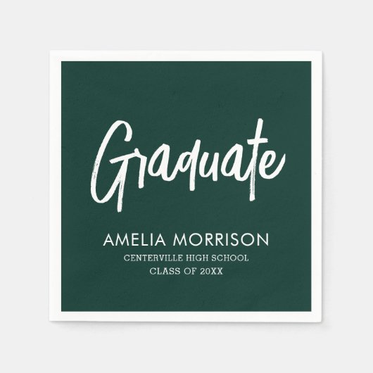 Groen script Afstuderen minimalistisch Afstuderen Servet (Voorkant)