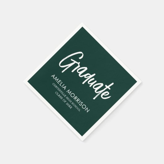 Groen script Afstuderen minimalistisch Afstuderen Servet (Hoek)