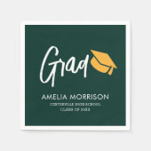 Groen script Afstuderen minimalistisch Afstuderen Servet (Voorkant)