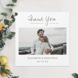 Groen Script Foto bruiloft Dank u magneet