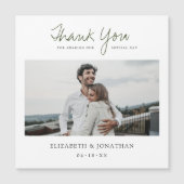 Groen Script Foto bruiloft Dank u magneet (Voorkant)