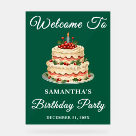 Groen Script Kerstfeest Verjaardagsfeest Welkom Acryl Bord