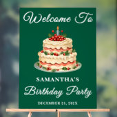 Groen Script Kerstfeest Verjaardagsfeest Welkom Acryl Bord (Neutraal)