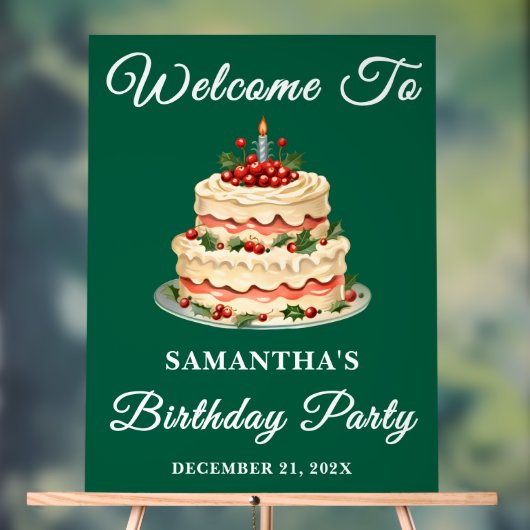 Groen Script Kerstfeest Verjaardagsfeest Welkom Acryl Bord (Neutraal)