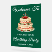 Groen Script Kerstfeest Verjaardagsfeest Welkom Acryl Bord (Hoek)