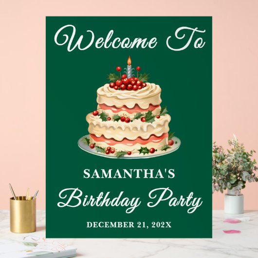 Groen Script Kerstfeest Verjaardagsfeest Welkom Acryl Bord (Huwelijk)