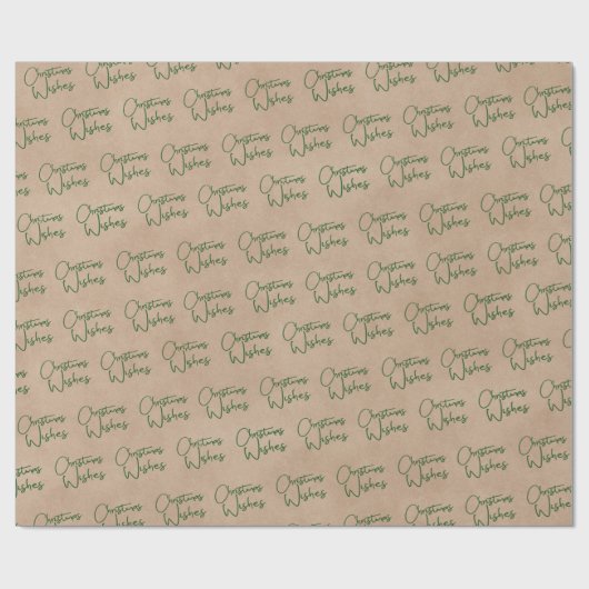 Groen Script Kerstwensen Kraft Holiday Cadeaupapier (Vlak)