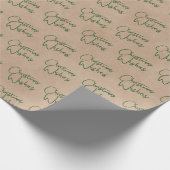 Groen Script Kerstwensen Kraft Holiday Cadeaupapier (Hoek)