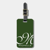 Groen Script-monogrammen Bagagelabel (Voorkant verticaal)