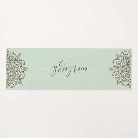 Groen Script Naam Mandala Yoga Mat (Voorkant (horizontaal))