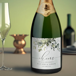 Groen Script REESE Mousserende Wijn Label Sparkling Wijnetiket