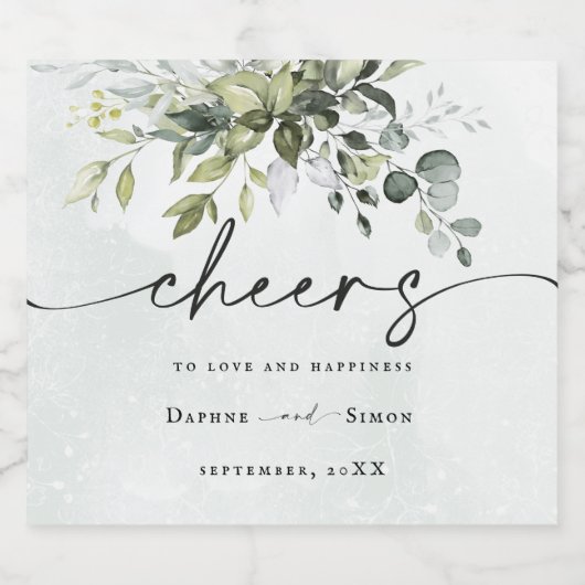 Groen Script REESE Mousserende Wijn Label Sparkling Wijnetiket (Enkel label)