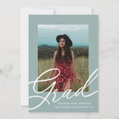 Groen Script Twee Foto Afstuderen Kaart (Voorkant)