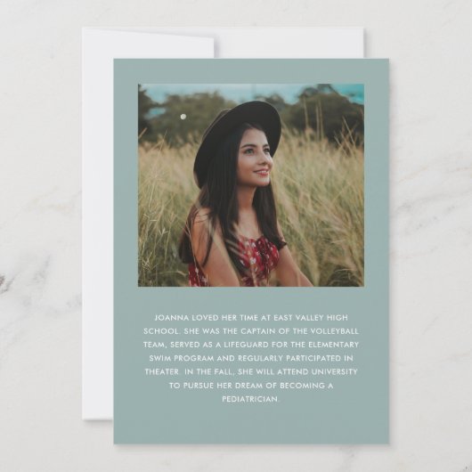 Groen Script Twee Foto Afstuderen Kaart (Achterkant)