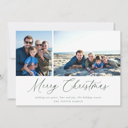 Groen Script Vrolijke Kerstkaart (Voorkant)