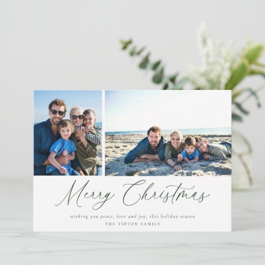 Groen Script Vrolijke Kerstkaart (Staand voorkant)