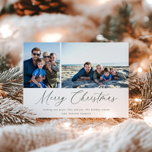 Groen Script Vrolijke Kerstkaart